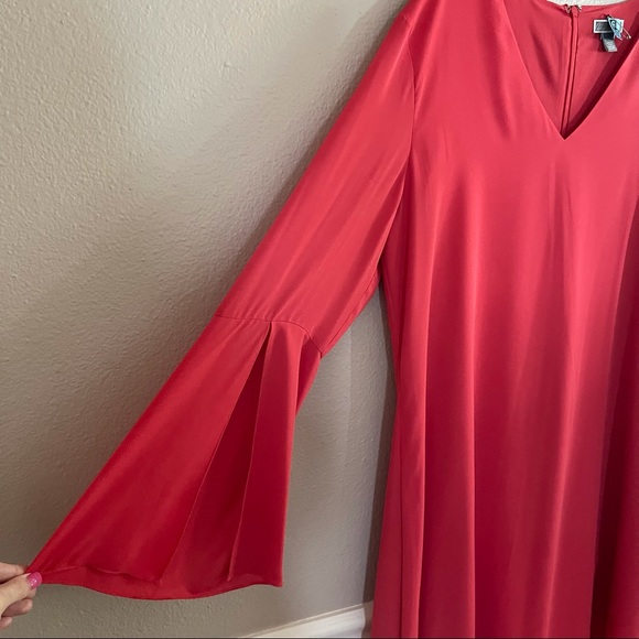 Chelsea28 Bell Sleeve Chiffon Coral Shirt Dress - Picture 6 of 12